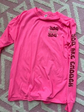 Fruit of the Loom Long Sleeve Tee - Hot Pink "You Are Enough"